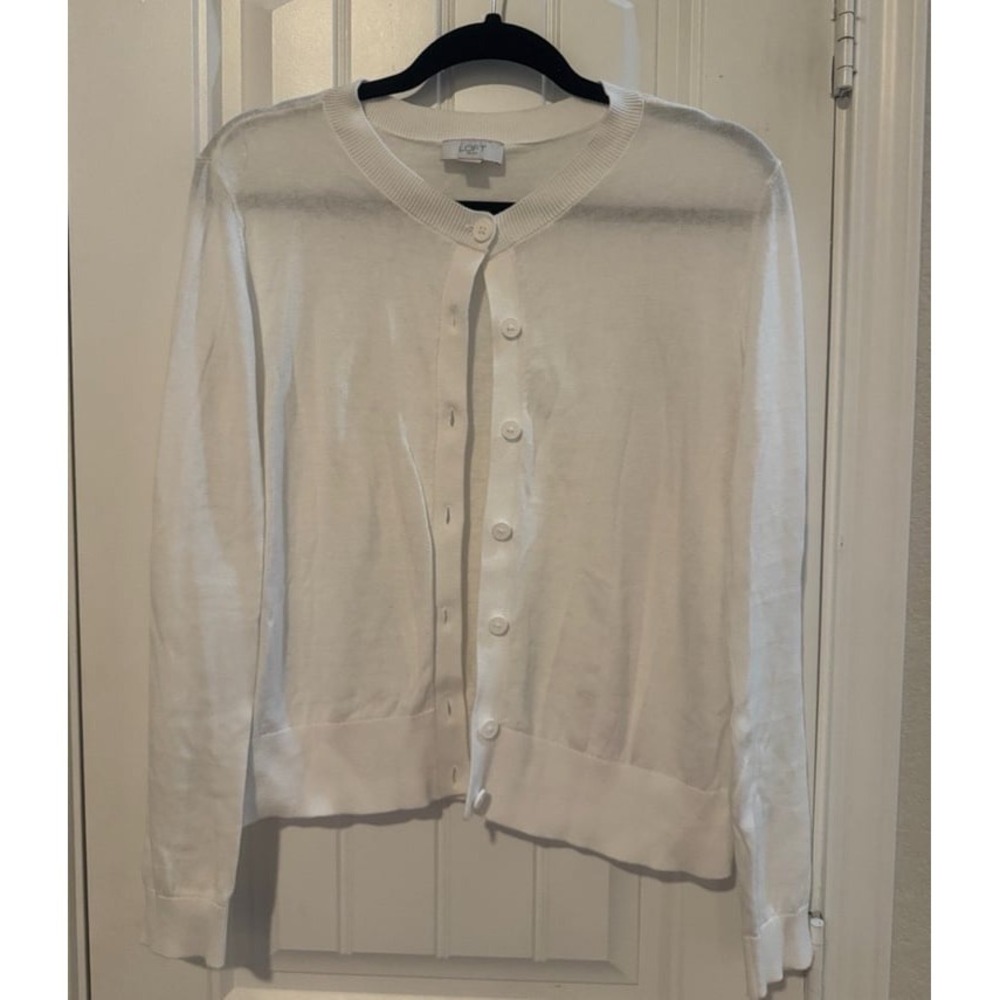 Loft outlet white Cardigan size large